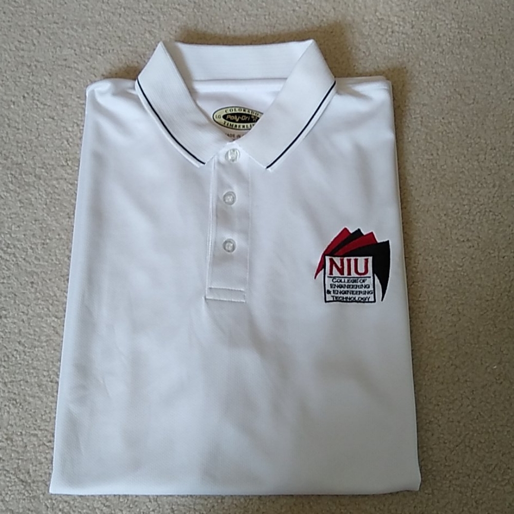NIU NORTHERN ILLINOIS UNIVERSITY White Polo Shirt Poly-Dri Size L